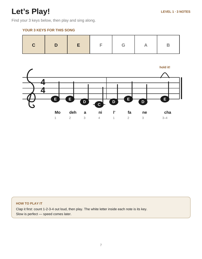 Inside the Bat Mitzvah Songs Level 1 book: big sheet music with lettered noteheads